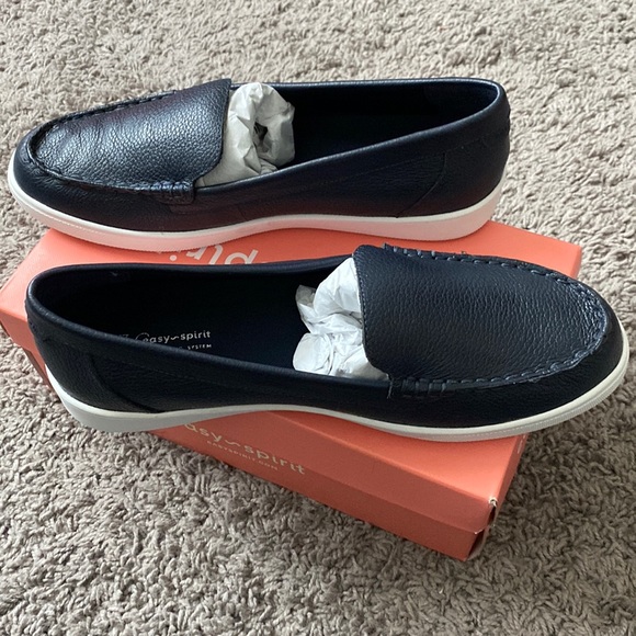 Easy Spirit Board Dark Blue Slip On Leather Loafer Flats - Picture 9 of 16